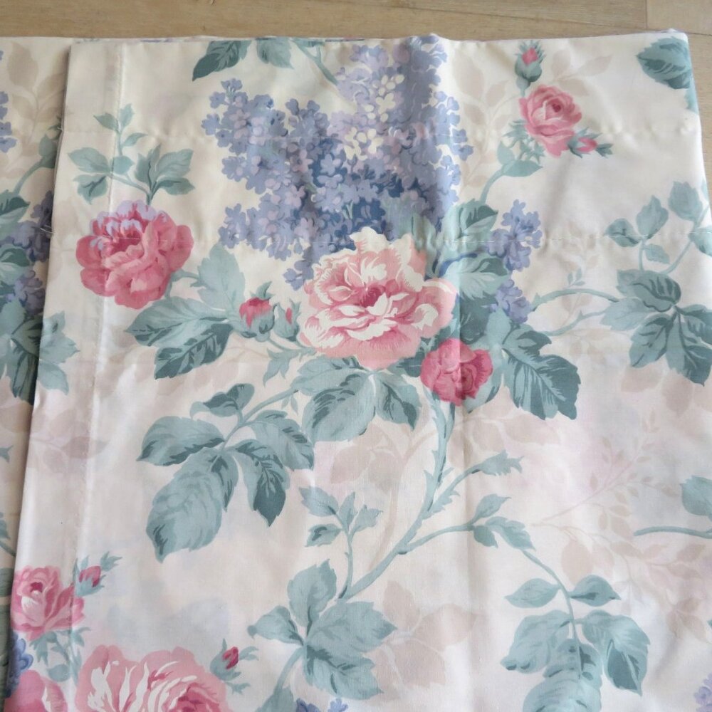 Vintage 80s JC Penny Blouson Valance Pastel Floral Window Curtain 15x84 USA Made